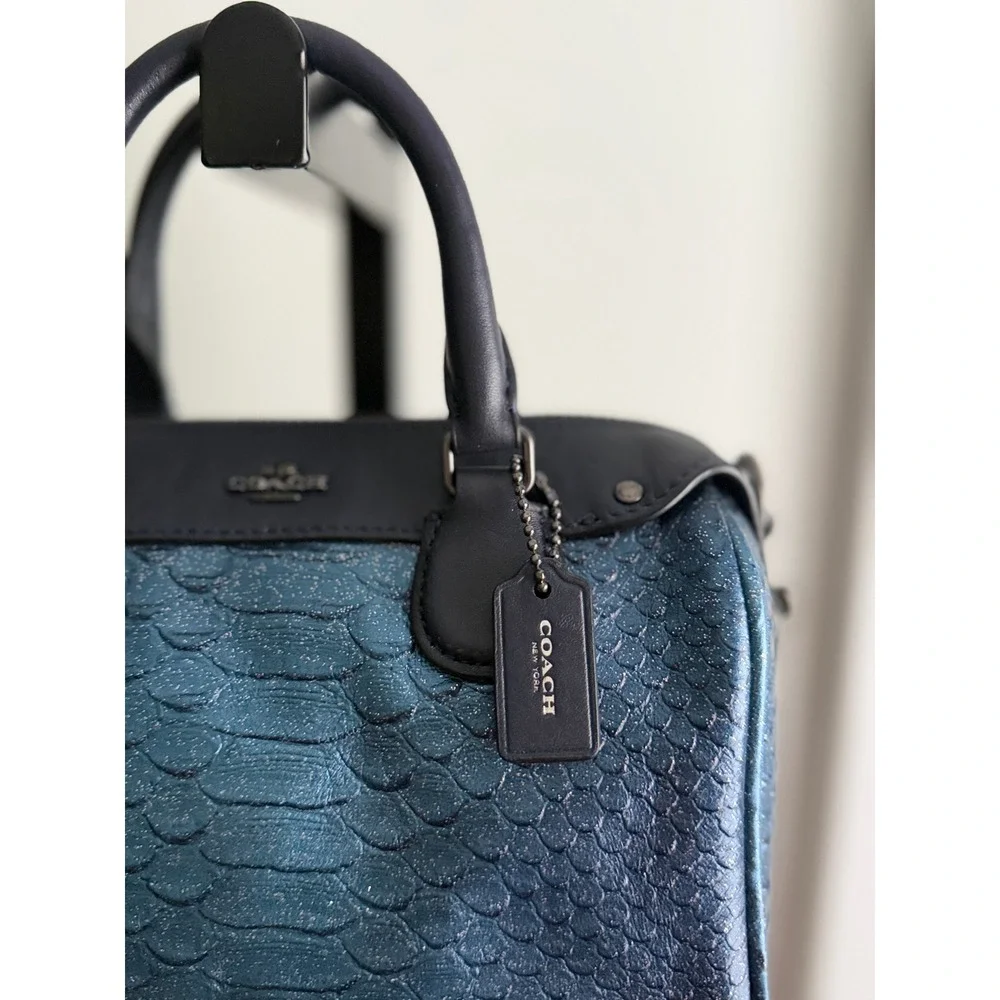 Coach Mini Bennett Leather Crossbody Bag - Blue Snakeskin